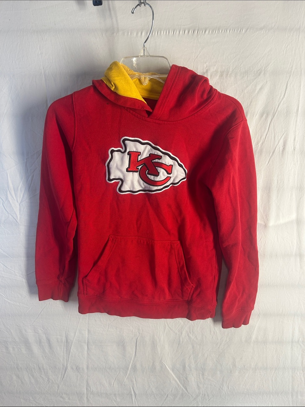 Kansas City Chiefs Kids Red Hoodie with Yellow Lined Hood